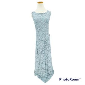 BNWT Lulu's Blue Flower Lace Overlay Open Back Dress